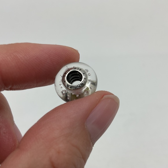 Pandora White Effervescence Retired Murano Glass Clear Bracelet Charm - Picture 5 of 9
